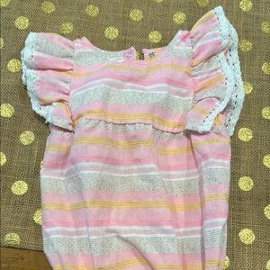 Pink and Yellow Striped Baby Dress